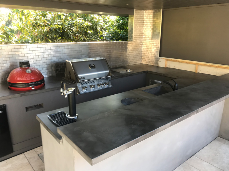 Cool Outdoor Kitchen - Diamond Finish Concrete