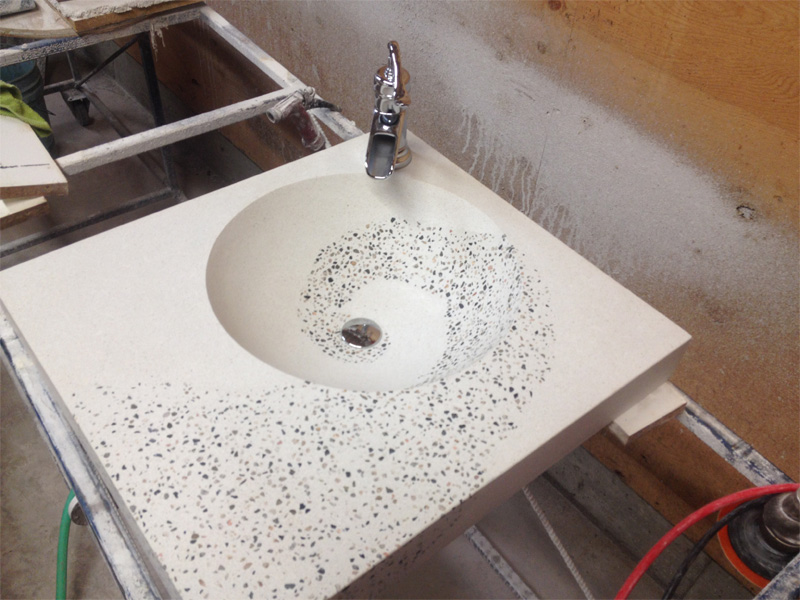 Swirl Design Concrete Sink - Diamond Finish