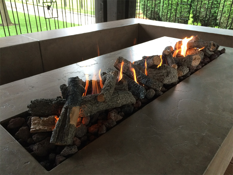 Concrete Fire Table with Logs - Diamond Finish