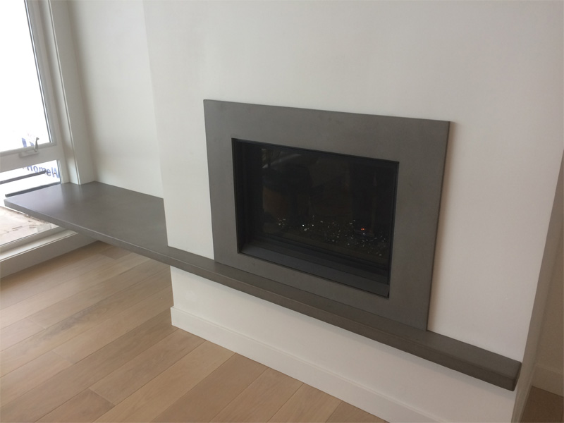 Elegant Fireplace Surrounds - Diamond Finish Concrete Countertops