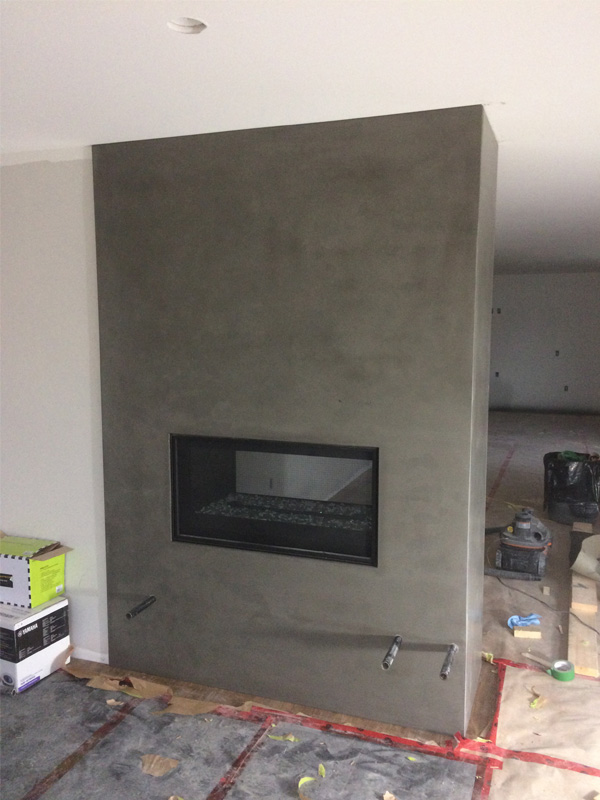 Custom Two Sided Fireplace - Diamond Finish Concrete Countertops