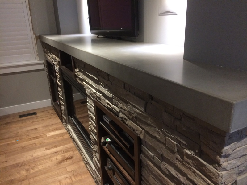 Custom Fireplace Surrounds - Diamond Finish Concrete Countertops